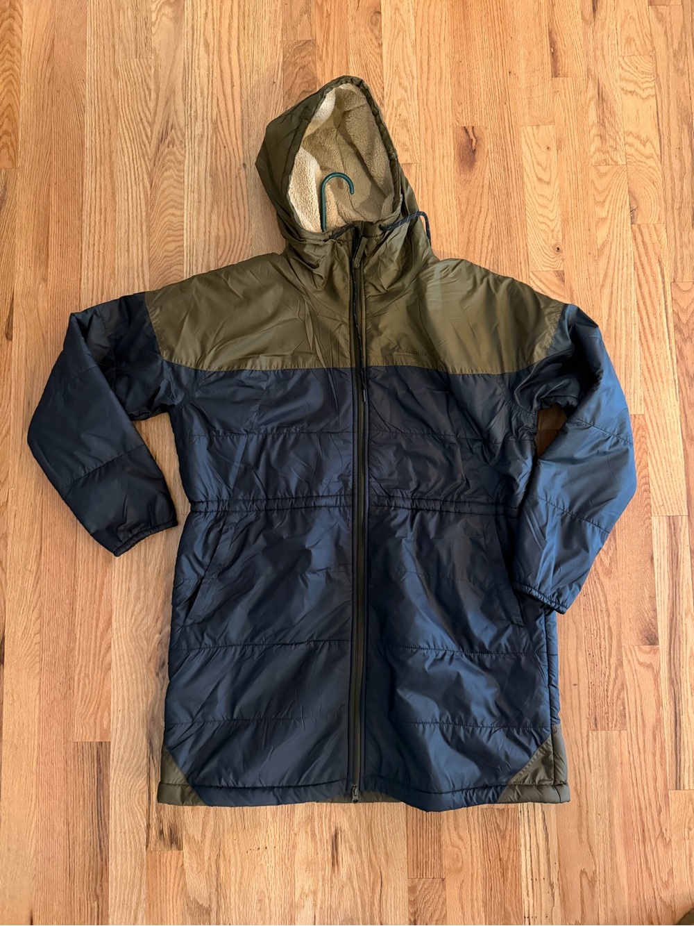 Columbia Olive and Black Hooded Puffer Jacket